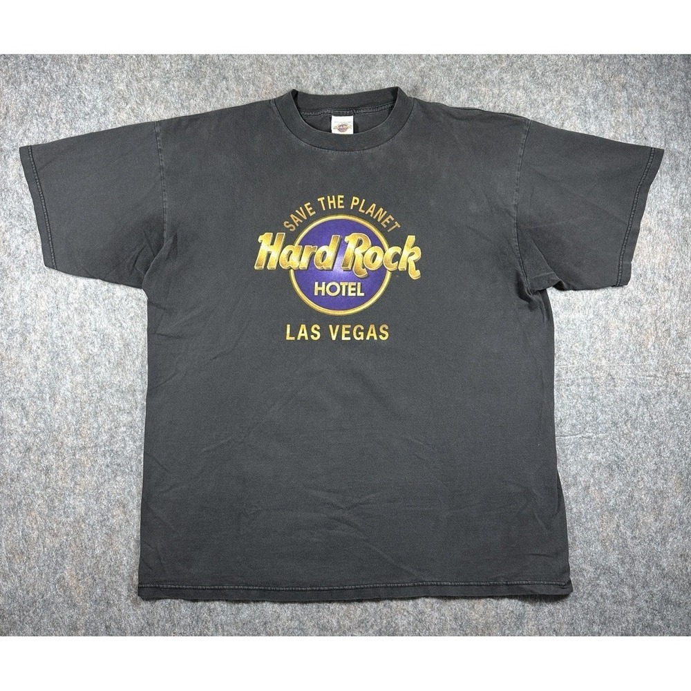 Vintage 90's Hard Rock Cafe Save The Planet Las Vegas Black T-Shirt Tee Size XXL